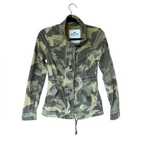 Hollister Camo Utility Jacket XS Women's Zip Up Military Grunge Y2K Style